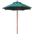 Market Umbrella: 7 ft, Forest Green, 1 1/2 in Pole Dia, 94 in Ht