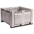 Decade Products Bulk Container: 28.7 cu ft, 48 in x 48 in x 28 1/2 in, 4-Way Entry, Stackable, Gray