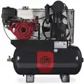 Stationary Air Compressor: 2 Stage, 13 hp Engine, Honda, 25.1 cfm, 30 gal Air Tank