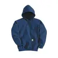 Hooded Sweatshirt, Navy, M Size, 50% Cotton/50% Polyester, Pullover