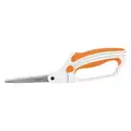 Fiskars Scissors: Ambidextrous, 10 in Overall Lg, Straight, Stainless Steel, Pointed, Orange