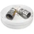 Water Discharge Hose: 2 in Hose Inside Dia., 50 ft Hose Lg, 125 psi, White, 2 in x 2 in Fitting Size