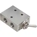 Manual Air Control Valve: 1/8 in Valve Port Size, NPT, Toggle / Maintained, 150 psi, Aluminum