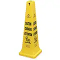 Rubbermaid Safety Cone: HDPE, 36 in x 12 1/4 in x 12 1/4 in Nominal Sign Size, Not Retroreflective, Caution
