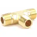 Male Tee: Brass, 3/8 in x 3/8 in x 3/8 in Fitting Pipe Size, Male NPT x Male NPT x Male NPT