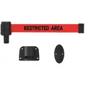 Banner Stakes Retractable Belt Barrier: Red, Restricted Area, 15 ft. Belt Lg