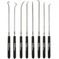 Pick and Hook Set: Steel Shaft, Plastic Grips, 8 Pieces, 9 3/4 in Overall Lg , 8 PK
