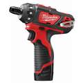 Milwaukee Screwdriver Kit: 1/4 in Hex Drive Size, 0 in-lb to 275 in-lb, 1,500 RPM Free Speed, (2) 1.5 Ah, M12