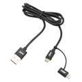 Mobilespec 3 ft. USB Cable, A Male to Lightning Male, B Micro Male, Black