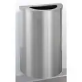 Glaro WasteMaster 14 gal. Half-Round Open Top Decorative Trash Can, 30"H, Silver