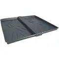 Spill Tray: 48 in L x 44 in W, 16 gal Spill Capacity, Black