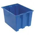 Stack and Nest Container, Blue, 13" H x 19-1/2" L x 15-1/2" W, 1 EA