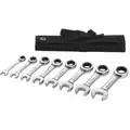 Westward Ratcheting Combination Wrench Set, SAE, Number of Pieces: 8, Number of Points: 12