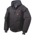 Tough Duck Hooded Jacket, Cotton Duck, Black, Zipper Closure Type, XL, Men's