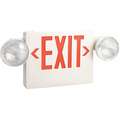 LED Exit Sign with Emergency Lights with Battery Backup, Red Letters and 1 or 2 Sides, 10-1/8" H x 21-13/16" W