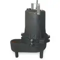 Sewage Ejector Pump, HP 1/2, Max. Head 24.0 ft., Flow Rate at 15 Ft. of Head 80.0 gpm