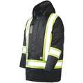 Work King High Visibility Jacket, ANSI Class 1, 100% Polyester, Black, Zipper and Snaps, Men's, 2XL Size