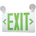 LED Exit Sign with Emergency Lights with Battery Backup, Green Letters and 1 or 2 Sides, 9-9/16" H x 11-13/16" W