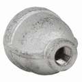 Galvanized Malleable Iron Reducer Coupling, 1" x 1/4" Pipe Size, FNPT Connection Type