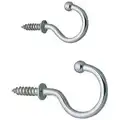Wire Hook: 1 Hooks, Stainless Steel, Polished, 11 lb Working Load Limit, Screw In, 10 PK
