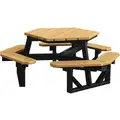 Ultrasite Picnic Table: Hexagon, Recycled Plastic, 72 in Overall Wd, 72 in Overall Dp, 72 in Dia