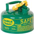 Eagle Type I Safety Can: For Oil, Galvanized Steel, Green, 9 in Outside Dia., 8 in Ht