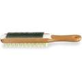 File Cleaner With Brush: 10 in Overall Lg, Steel Wire Bristles, Wood Handle