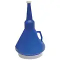Funnel King Capped Funnel, Polyethylene, 1-1/4 qt. Total Capacity, 11" Height, 10-1/2" Length