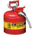 Type II Can Type, 2 gal., Flammables, Galvanized Steel, Red