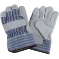 Cowhide Leather Work Gloves, Safety Cuff, Blue/Gray/Green, Size: S, Left and Right Hand