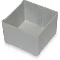 Bin Cup: 3 in x 3 in, 2 1/8 in Overall Ht, Gray