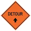 Eastern Metal Signs And Safety Mesh Roll Up Road Work Sign, Detour, 36" H x 36" W