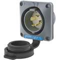 Hubbell Wiring Device-Kellems Gray Watertight Flanged Locking Inlet, 30 Amps, 250 VAC Voltage, NEMA Configuration: L15-30P