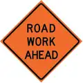 Vinyl Roll Up Road Work Sign, Road Work Ahead, 36" H x 36" W