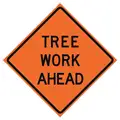 Eastern Metal Signs And Safety Mesh Roll Up Road Work Sign, Tree Work Ahead, 36" H x 36" W