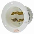 Hubbell Wiring Device-Kellems White Flanged Locking Inlet, 30 Amps, 125/250 VAC Voltage, NEMA Configuration: L14-30P