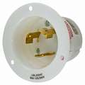 Hubbell Wiring Device-Kellems White Flanged Locking Inlet, 30 Amps, 125/250 VAC Voltage, NEMA Configuration: Non-NEMA