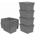 Akro-Mils Attached Lid Container, Gray, 17"H x 21-1/2"L x 15"W, 1EA