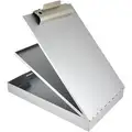 Silver Aluminum Storage Clipboard, Letter File Size, 9" W x 14-3/16" H, 1" Clip Capacity, 1 EA