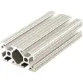 Framing Extrusion: 10 Series, 8 ft Nominal Lg, Silver, Double, 6 Open Slots, Adjacent-Sides