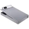 Saunders Silver Aluminum Storage Clipboard, Letter File Size, 9" W x 14-7/16" H, 1" Clip Capacity, 1 EA