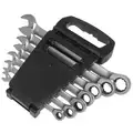 Westward Combination Wrench Set, Alloy Steel, Satin, 7 Number of Tools, 8 mm to 18 mm Range of Head Sizes