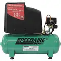 Portable Air Compressor: Oil Free, 3 gal, Hot Dog, 0.75 hp, 2.6 cfm @ 90 psi, 120V AC