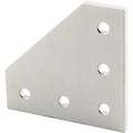 Joining Plate: 90&deg; Angled Flat Plate, 3/16 in x 3 in x 3 in, For 17/64 in Slot Wd, 10 Series, Silver