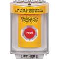 Polycarbonate Emergency Power Off Push Button; 4-7/8" H x 3-13/64" D x 3-1/4" W, Yellow