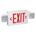 Lumapro Number of Faces 2, LED, Exit Sign with Emergency Lights, White, Plastic, Letter Color Red