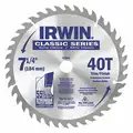 Irwin 15230ZR 7-1/4" Steel Finishing Circular Saw Blade, Number of Teeth: 40