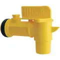 Vestil Drum Faucet: Manual, 3/4 in Male NPT, 2 1/4 in Outlet Connection Size, Adj, Yellow