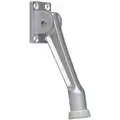 Lever Door Holder: 1 in Base Dia., Clear Aluminum, Cast Zinc, 2 21/64 in Projection