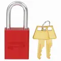 American Lock Red Lockout Padlock, Different Key Type, Aluminum Body Material, 1 EA